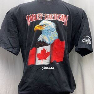 Vtg 2000 Y2K Harley Davidson Victoria Canada Bald Eagle t shirt 2XL